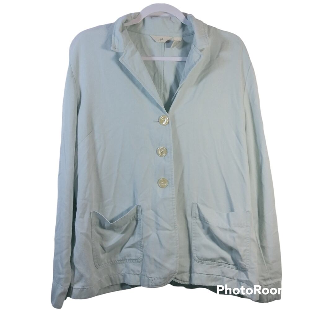 J. Jill Teal Lyocell Casual Jacket Minimalist Simple  Size L